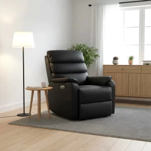 Diana recliner, musta nahka